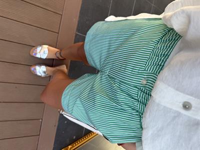 Beli Lastikli Yeşil Çizgili Şort