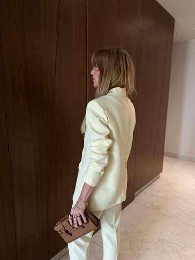 Orijinal Marka , Sarı , Blazer Ceket & Likralı Pantolon Takım
