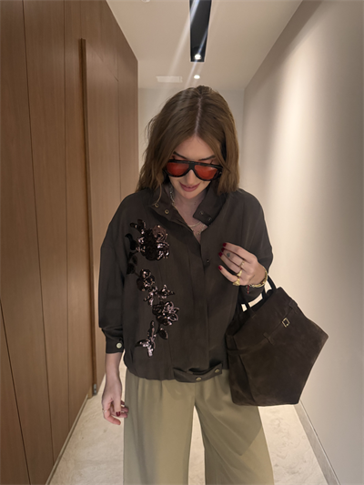 Pul Payet İşlemeli , Acıkahve , Premium Tencel , Bomber Ceket