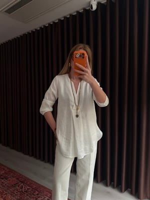 Orijinal Marka Ekru Tencel Gömlek