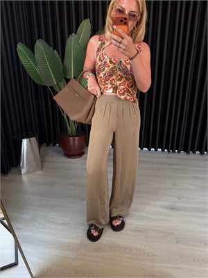 Beli Komple Lastikli Vizon Tencel Palazzo Pantalon