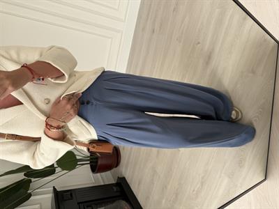 Premium , Arka Beli Lastikli , İndigo Tencel Palazzo