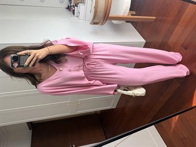 Gold Tasarım Düğmeli , Premium , Pembe Tensel Takım