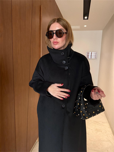 Orijinal Model , Siyah , Premium Kaşe Kaban