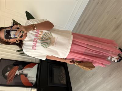 Deniz Kabuğu Desenli , %100 Cotton , Ekru T-shirt