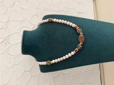 Renkli, Gold Taş Detaylı, İnci kolye