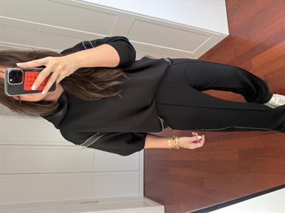 Siyah, Orijinal Model, Taş Biyeli Premium Modal Eşofman Takımı