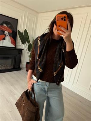 Saç Örgülü , Acı Kahve Triko