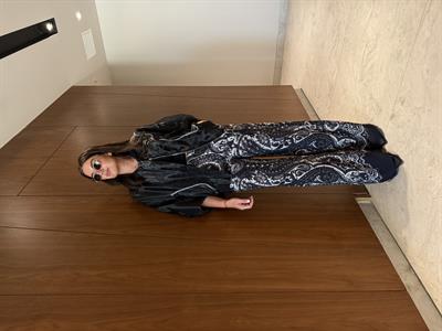 Gri & Siyah Desenli , Arkası Lastikli , Palazzo Pantolon