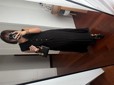 Yelek & Etek Tasarımı, Premium Seri İthal Keten Siyah Elbise