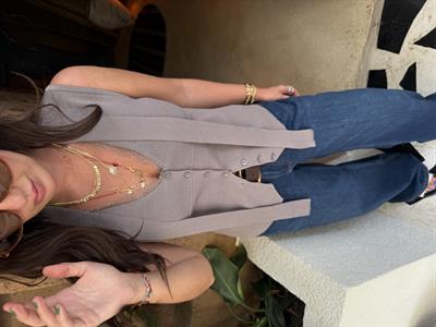 Yakası Dantelli , Fularlı , Likralı , Vizon Merserize Yelek