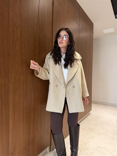 Ekru & Bej , Balık Sırtı Kaban