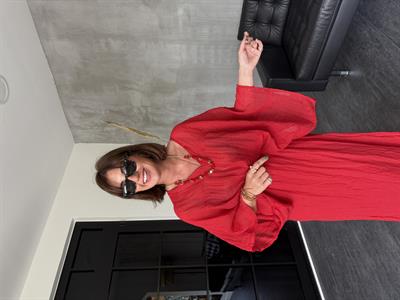 Kolye Aksesuarlı , Kırmızı , Etek & Bluz Takım