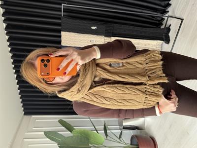Orijinal Model Teddy İşlemeli Camel Atkı