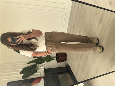 Vizon, Beli Lastikli, Gabardin Tencel Premium Palazzo Pantolon