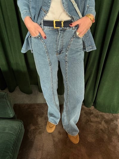 Taş İşlemeli , Yumuşacık , Premium Jean Takım