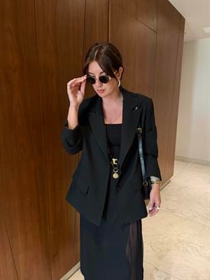 Siyah Krep Kumaş , Premium Blazer Ceket