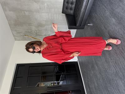 Kolye Aksesuarlı , Kırmızı , Etek & Bluz Takım