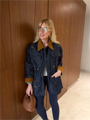 Orijinal Model , Çıkabilir Kapitone Yelekli , Pullu Jean Ceket