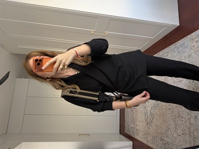 Orijinal Model , Yandan Bağlamalı , Siyah Tencel Takım