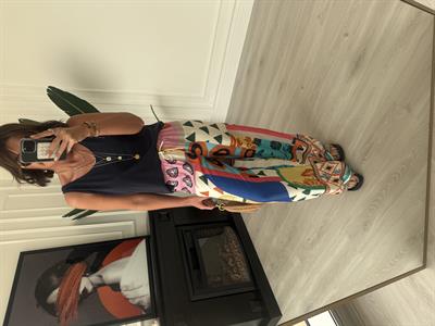 Beli Gizli Lastikl, Rengarenk Desenli Palazzo Pantolon