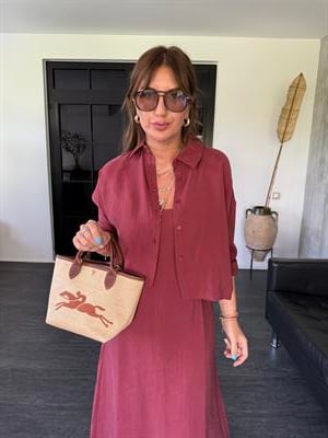 Bordo , Tencel , Gömlek & Elbise , Modal Takım