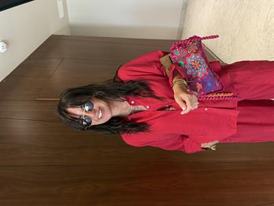 Tencel Modal , Nar Çiçeği , Gömlek Pantalon Takım