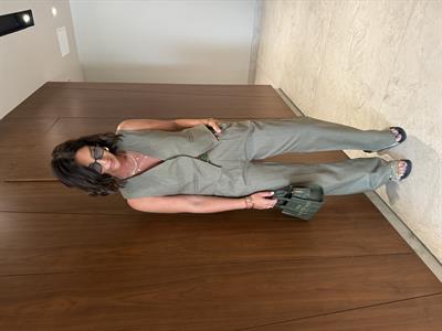 Gizli Düğmeli , Premium , Haki Keten Takım