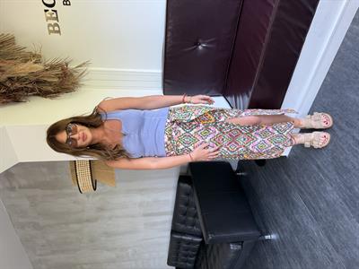 Belden Bağlamalı , Renkli Desenli , Keten Etek