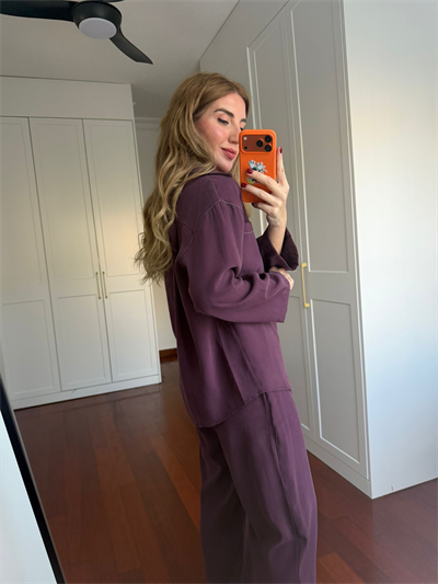 Orijinal Model , Beyaz Dikiş Detaylı , Tok Tencel , Mürdüm Takım