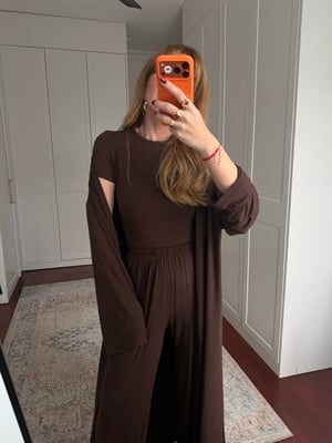 Kaşmir Dokulu Full Likralı Üçlü Acıkahve Takım