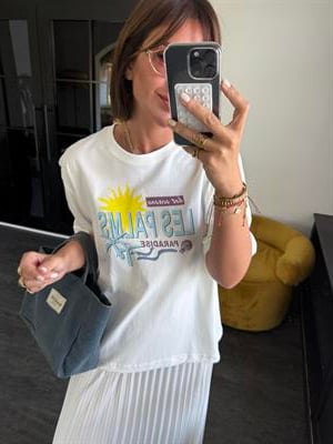 Les Palms Desenli Beyaz T-Shirt