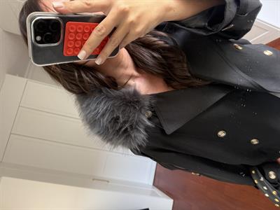 Yakası Çıkabilir Kürklü , Siyah , Trençkot