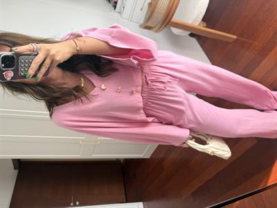 Gold Tasarım Düğmeli , Premium , Pembe Tensel Takım