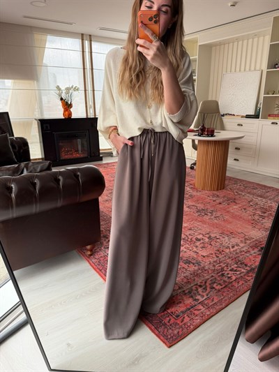 Beli Büzgü Lastikli , Vizon , Tiril Palazzo