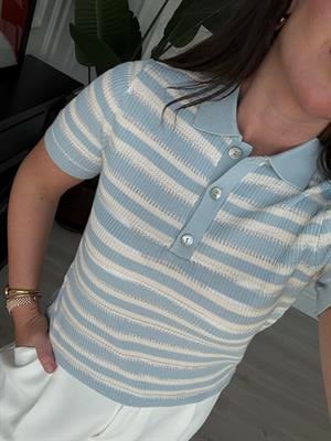 Bebe Mavisi & Ekru Çizgili , Polo Yaka , Merserize