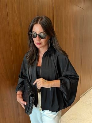 Orijinal Model , Premium , Saten , Siyah Bomber Ceket