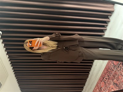 Orijinal Model , Acıkahve Şifon & Krep Mix , Tasarım Ceket Pantolon Takım