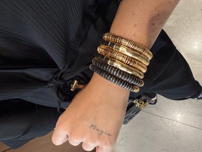 6lı Eskitme Gold & Siyahlı Lastikli Bilezik Seti
