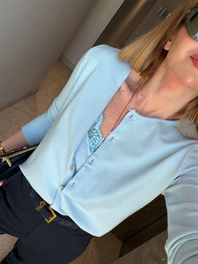 Dantel Bluzlu , Bebe Mavisi Merserize Takım