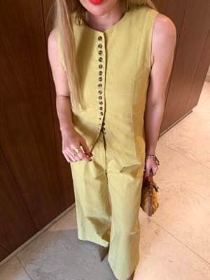 Orijinal Model , Sık Düğmeli , Yağ Yeşili , Premium Keten Takım