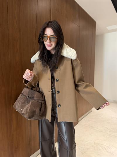 Kürk Yakalı Premium Kaşe Palto