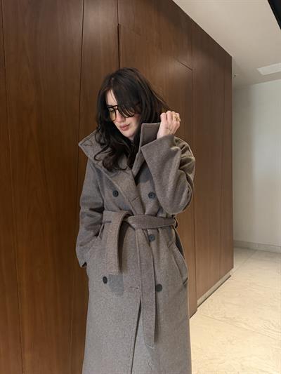 Premium Kalite , Dik Yaka , Kahverengi Palto