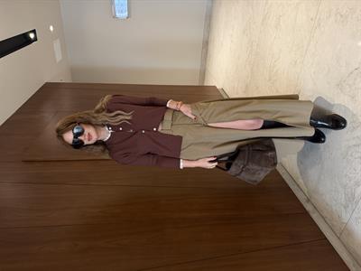 Orijinal Model , Fermuar Yırtmaçlı , Bej Kemerli Etek