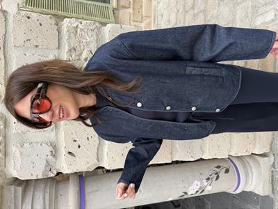 Lacivert , Bomber Jean Ceket