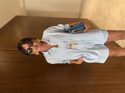 %100 İthal Keten , Bebe Mavisi , Arkası Lastikli Şort