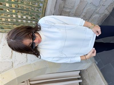 Orijinal Marka , Taş İşlemeli , Beyaz Sweatshirt