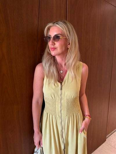 Orijinal Model , Gipeli , Çift Fermuarlı , Tencel Olive Elbise