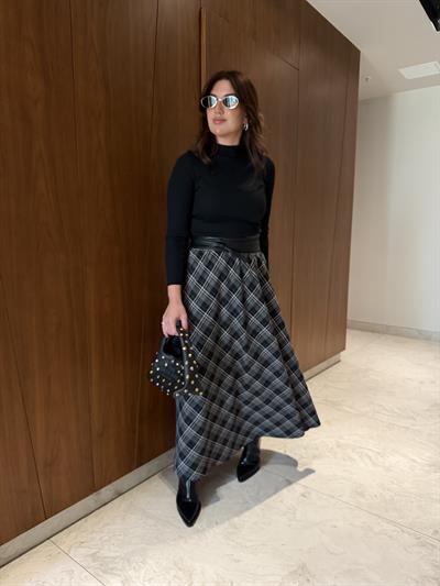 Beli Lastikli , Siyah Ekoseli , Premium Etek