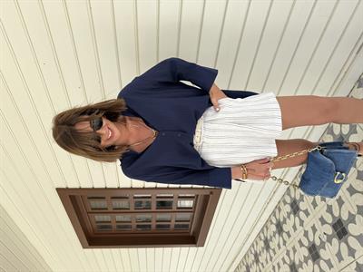 Deri Kemerli , İçi Şortlu , Lacivert Çizgili Etek